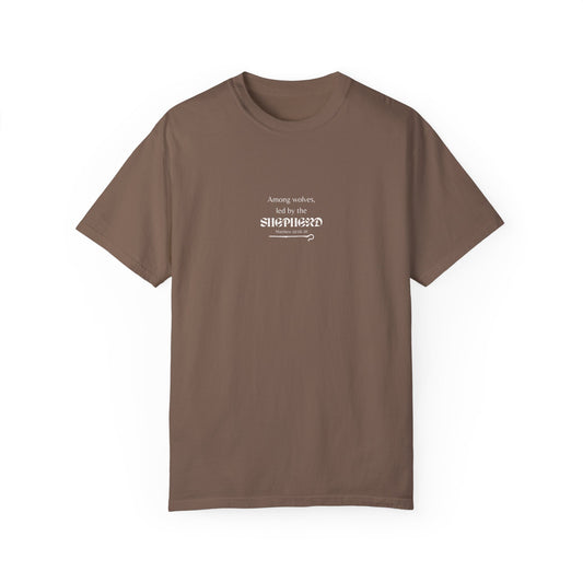 The Lambs 3 "Led by the Shepperd" Design - Unisex Garment-Dyed T-Shirt